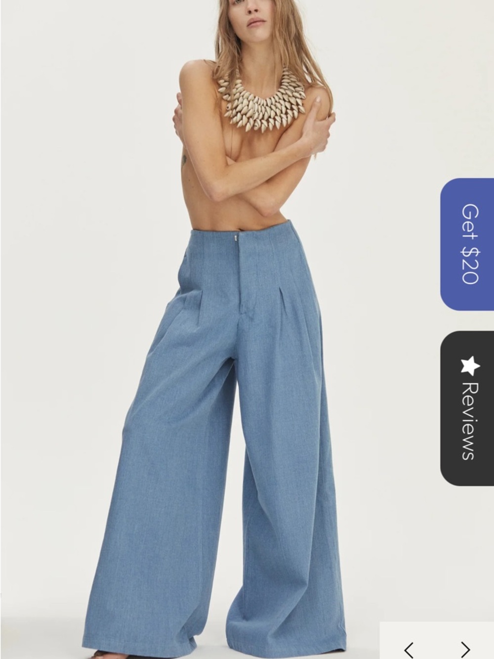 High-Waist Wide Leg Pants in Light Blue
